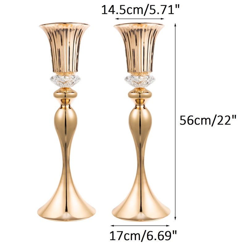 Lovecat Metal Trumpet Wedding Flower Vases, 22" Tall Elegant Table Centerpiece Vases, Gold Flower Arrangement Stands for Anniversary Ceremony Birthday Party Event Wedding Home Decoration (Gold, 22"-2pcs) - Image 5